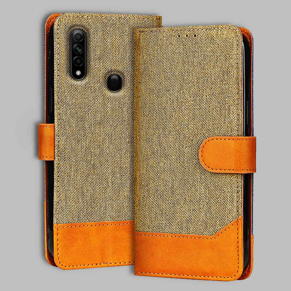 Oppo A31 Flip Cover — Denim, Camel Beige after a year of daily use
