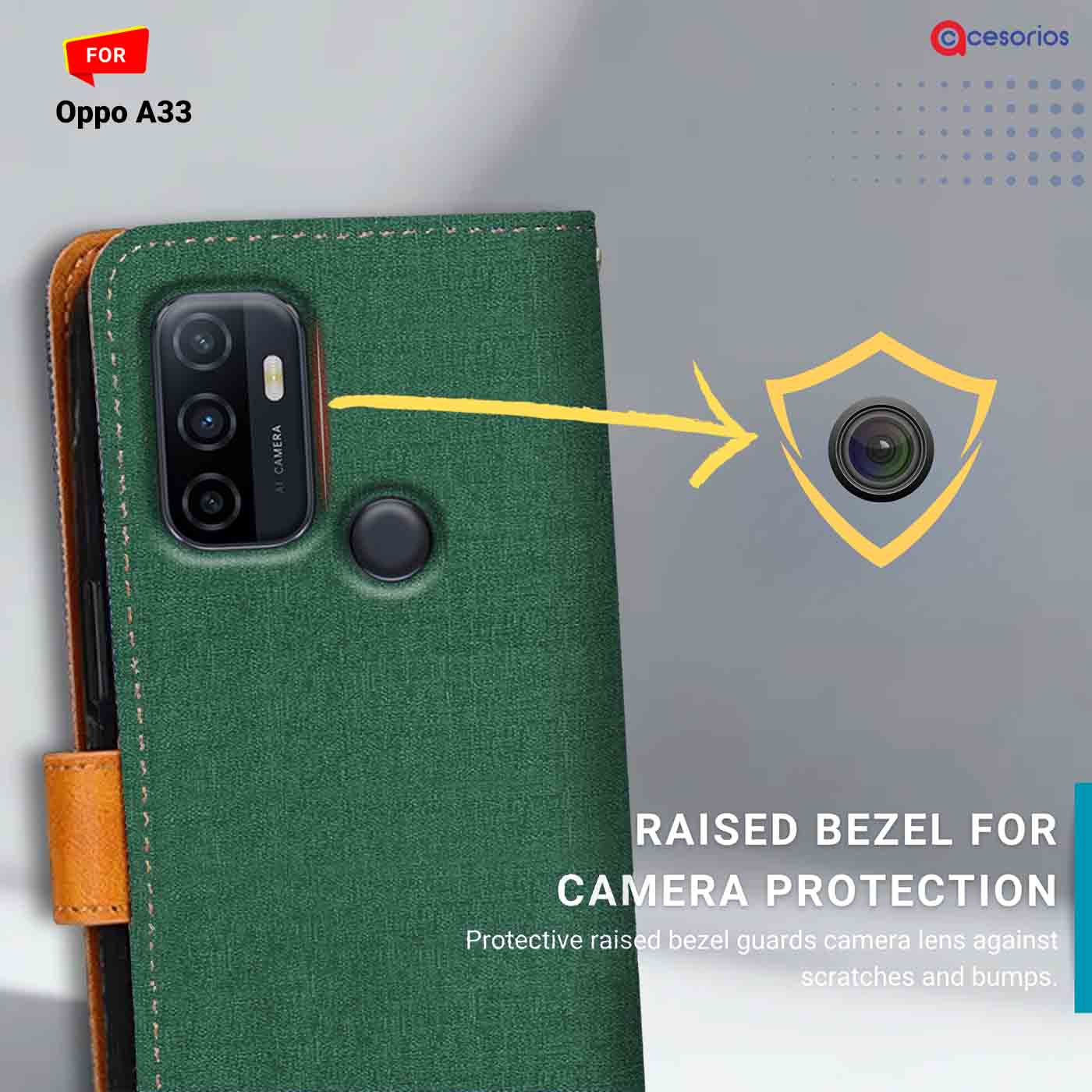 Canvas & Suede back panel — Oppo A33 in Green mobile case