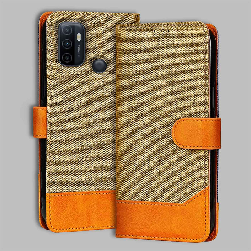 Oppo A33 Flip Cover — Denim, Camel Beige after a year of daily use