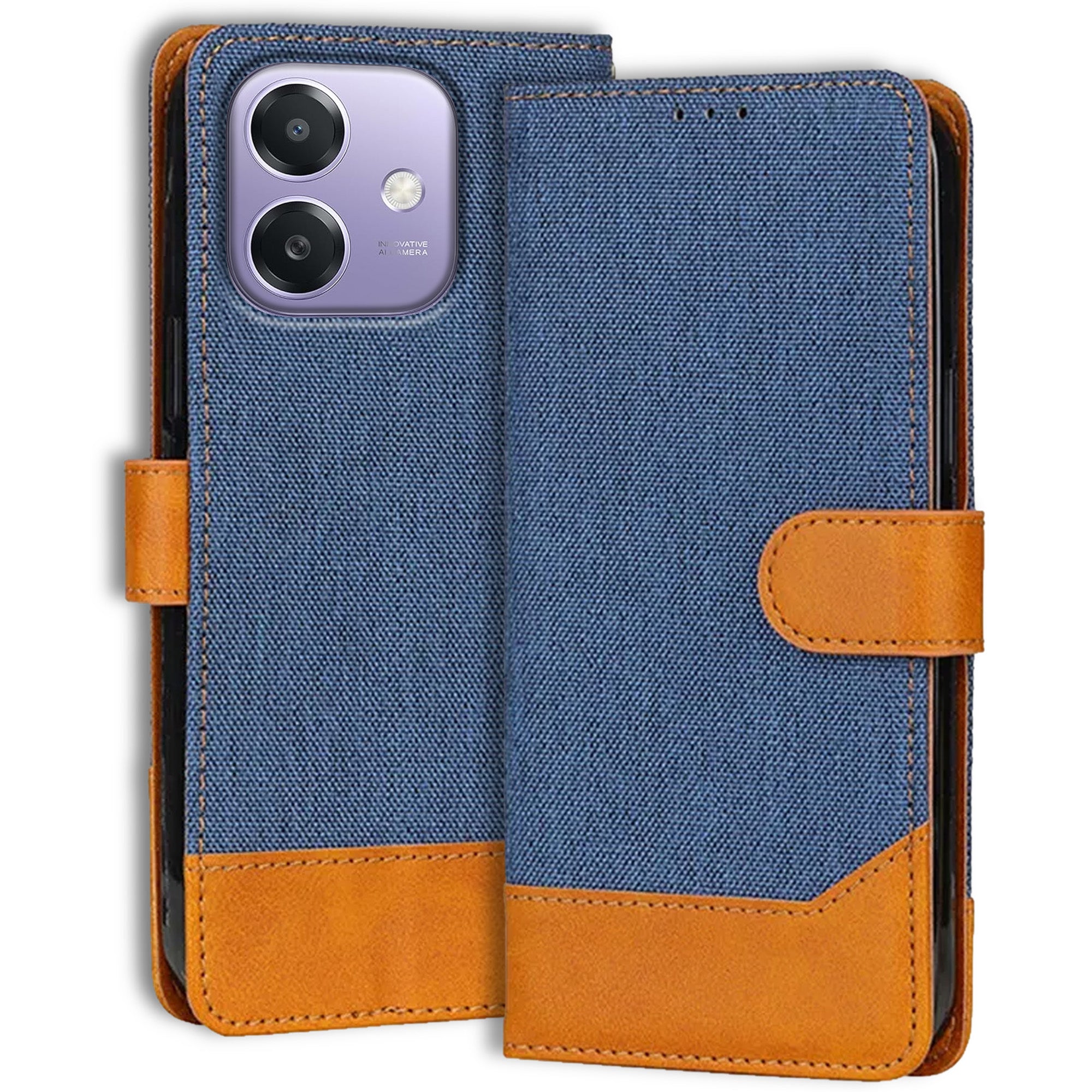 Accesorios Oppo A3X 5G denim flip cover – Blue – Image 1 #color_blue