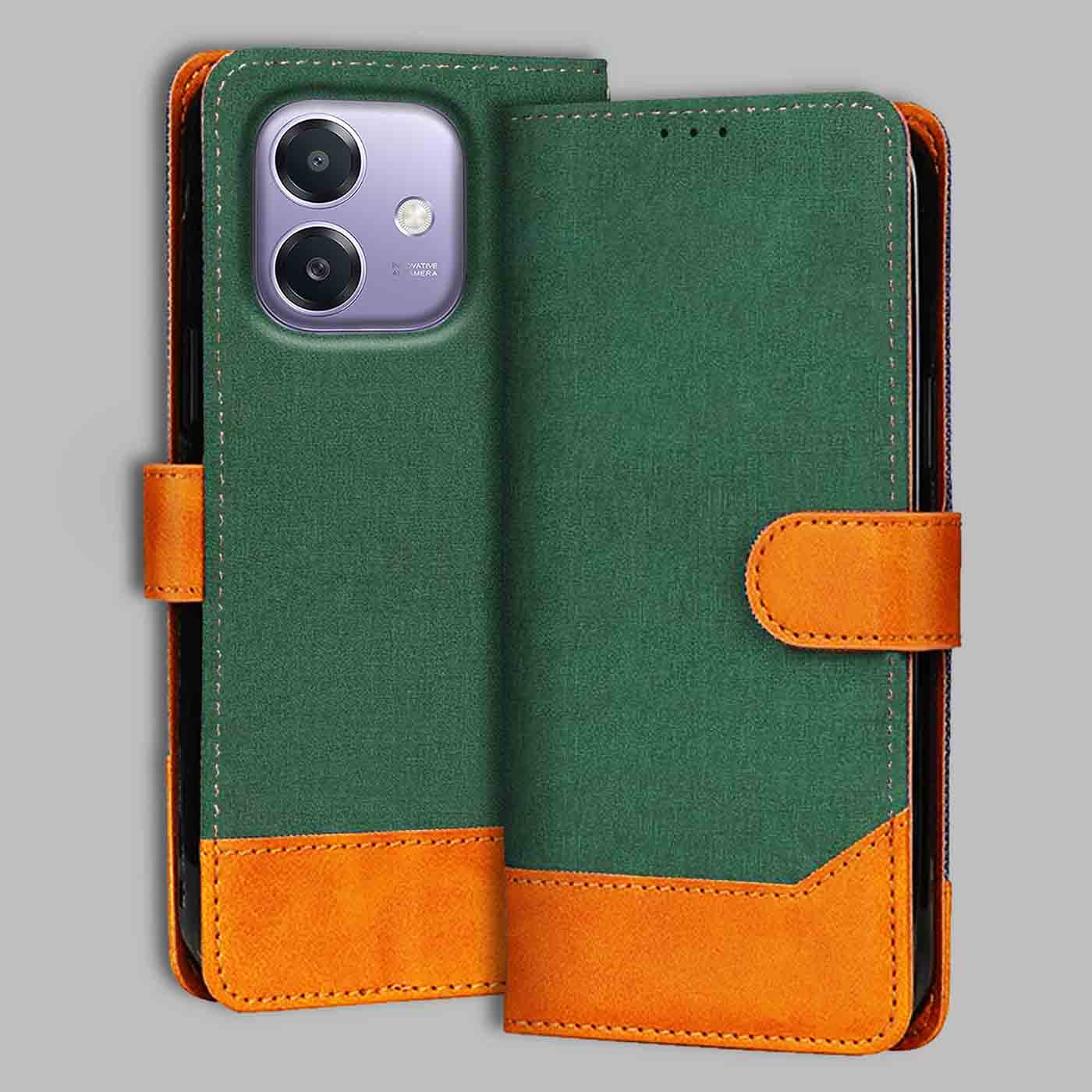 Accesorios Oppo A3X 5G denim flip cover – Green – Image 1 #color_g