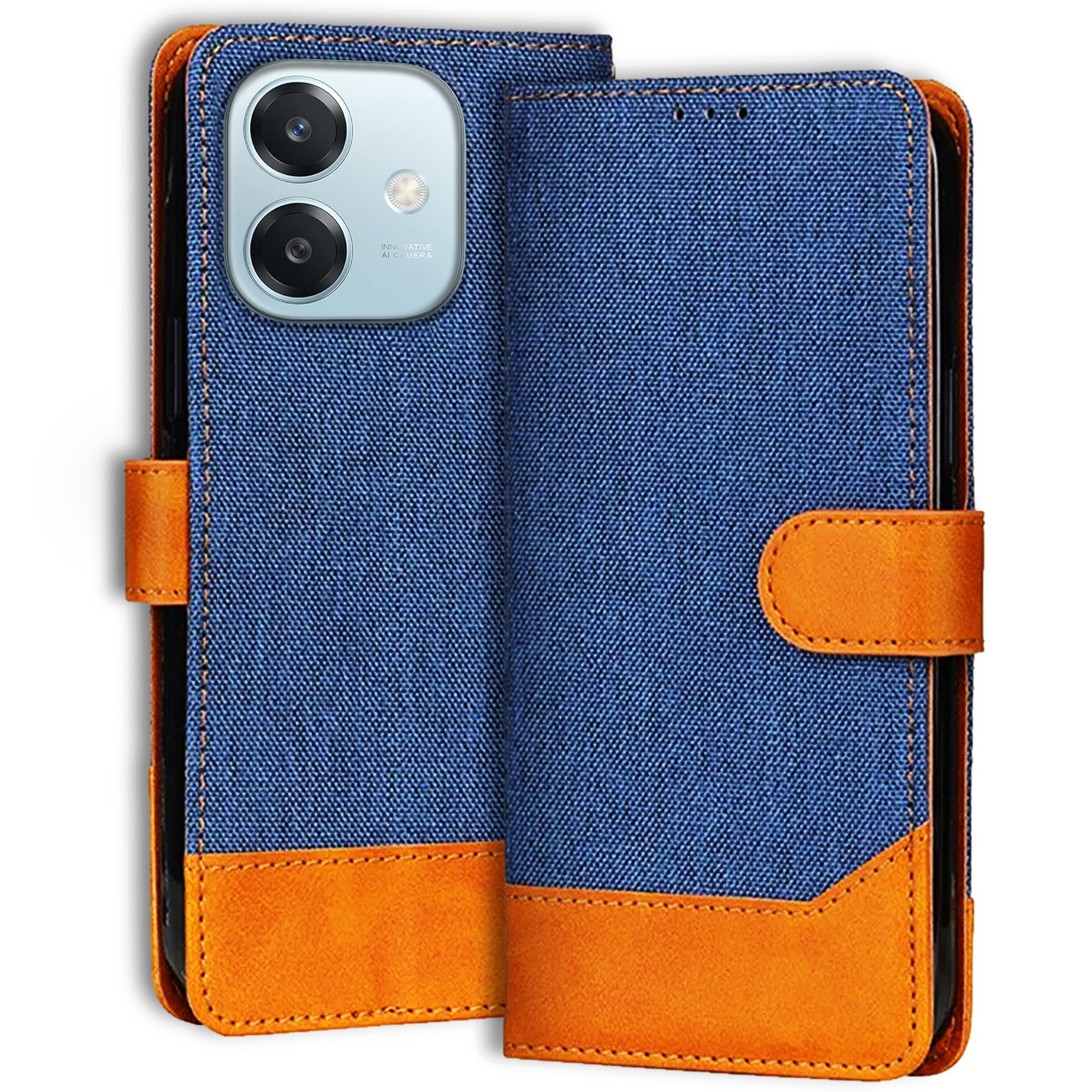 Accesorios Oppo A3 5G denim flip cover – Blue – Image 1 #color_blue