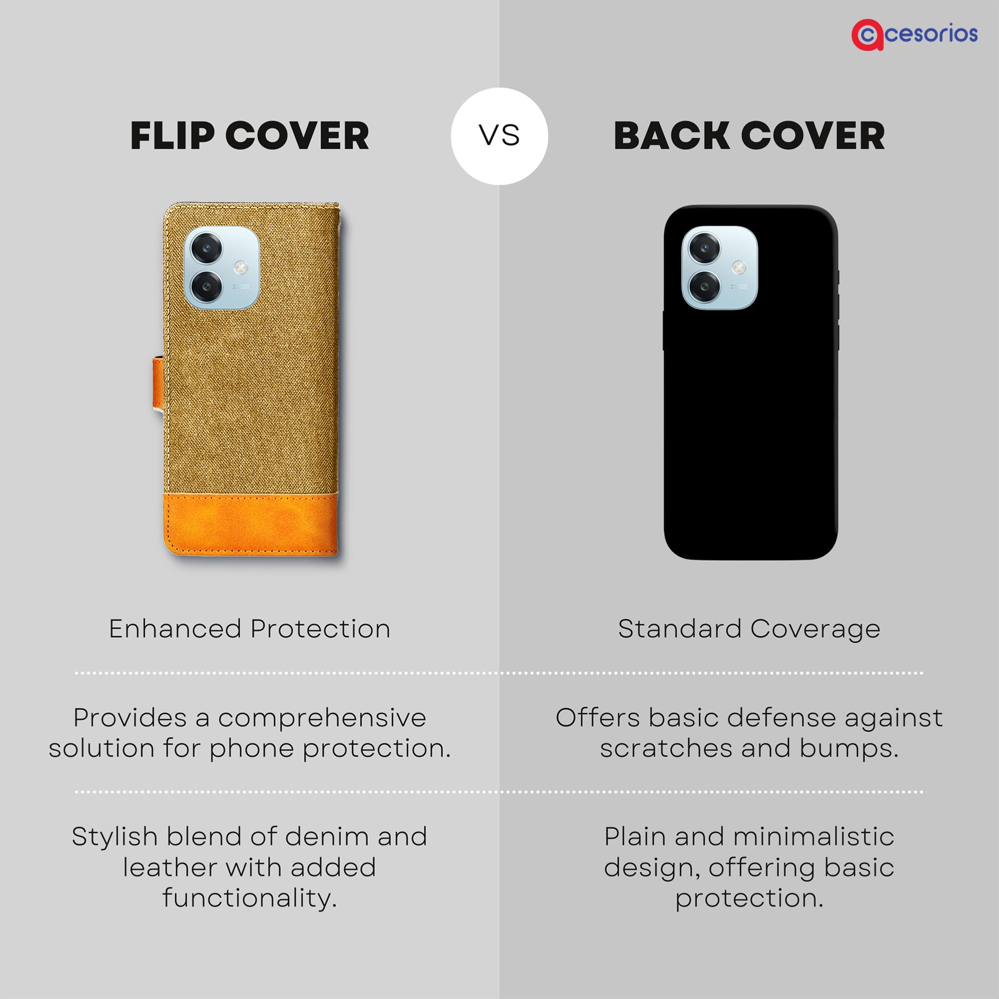 Accesorios Oppo A3 5G denim flip cover – Light Brown – Image 8 #color_light brown