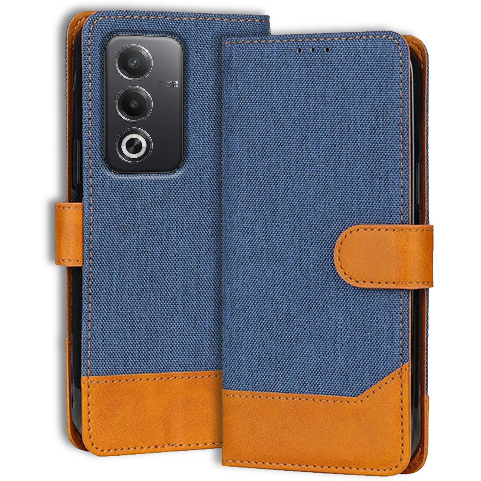 Accesorios Oppo A3 Pro 5G denim flip cover – Blue – Image 1 #color_blue