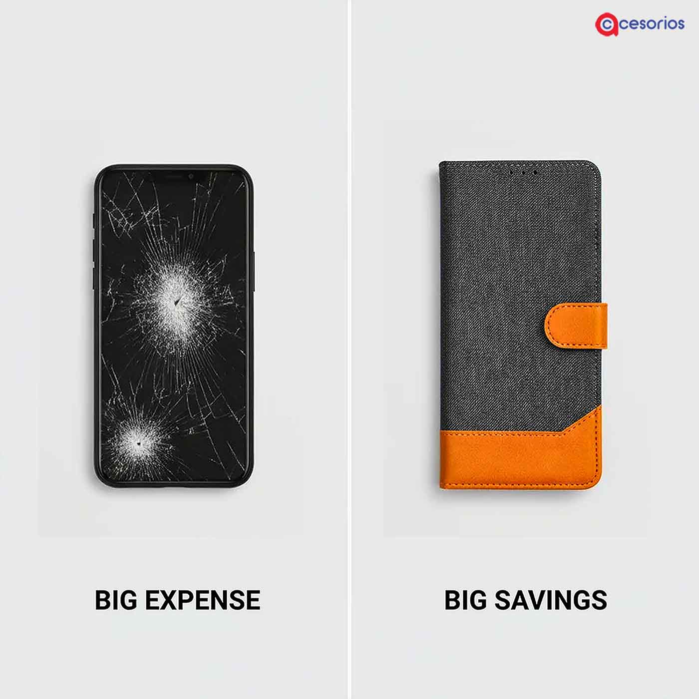 Accesorios Oppo A3 Pro 5G denim flip cover – Grey – Image 5 #color_