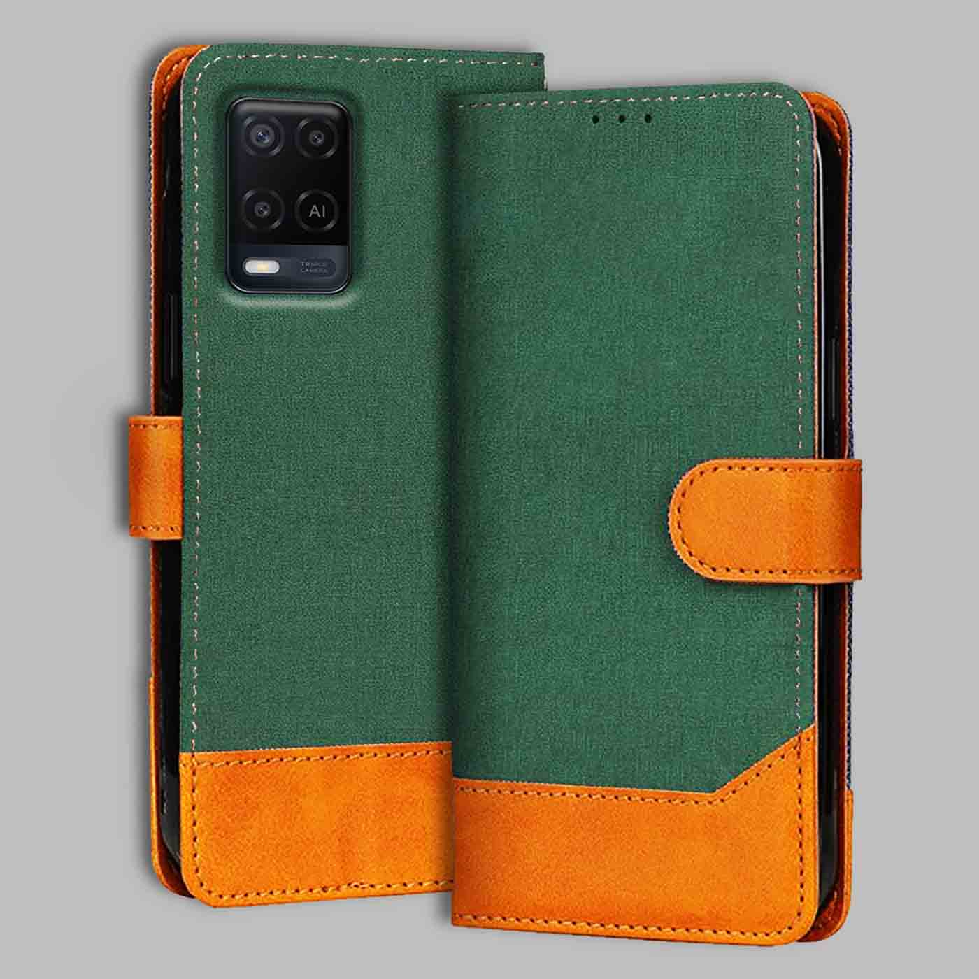 Accesorios Oppo A54 denim flip cover – Green – Image 1 #color_g