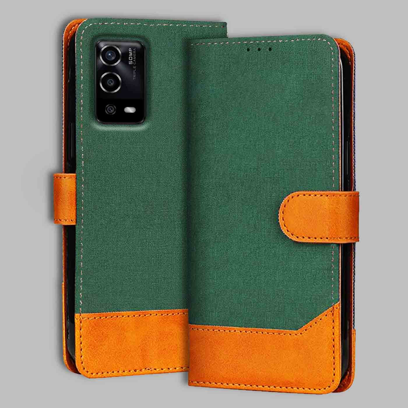 Accesorios Oppo A55 denim flip cover – Green – Image 1 #color_g