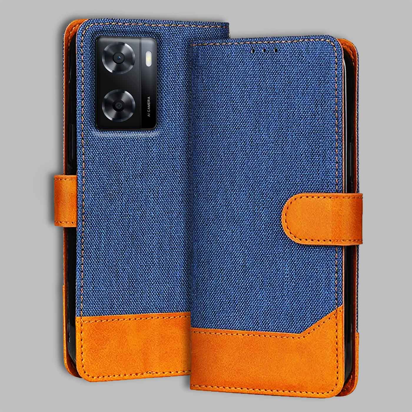 Accesorios Oppo A57 denim flip cover – Blue – Image 1 #color_