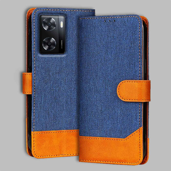 Oppo A57 4G Flip Cover — Denim, Midnight Blue after a year of daily use