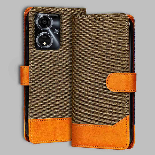 Oppo A59 5G Flip Cover — Denim, Walnut Brown after a year of daily use
