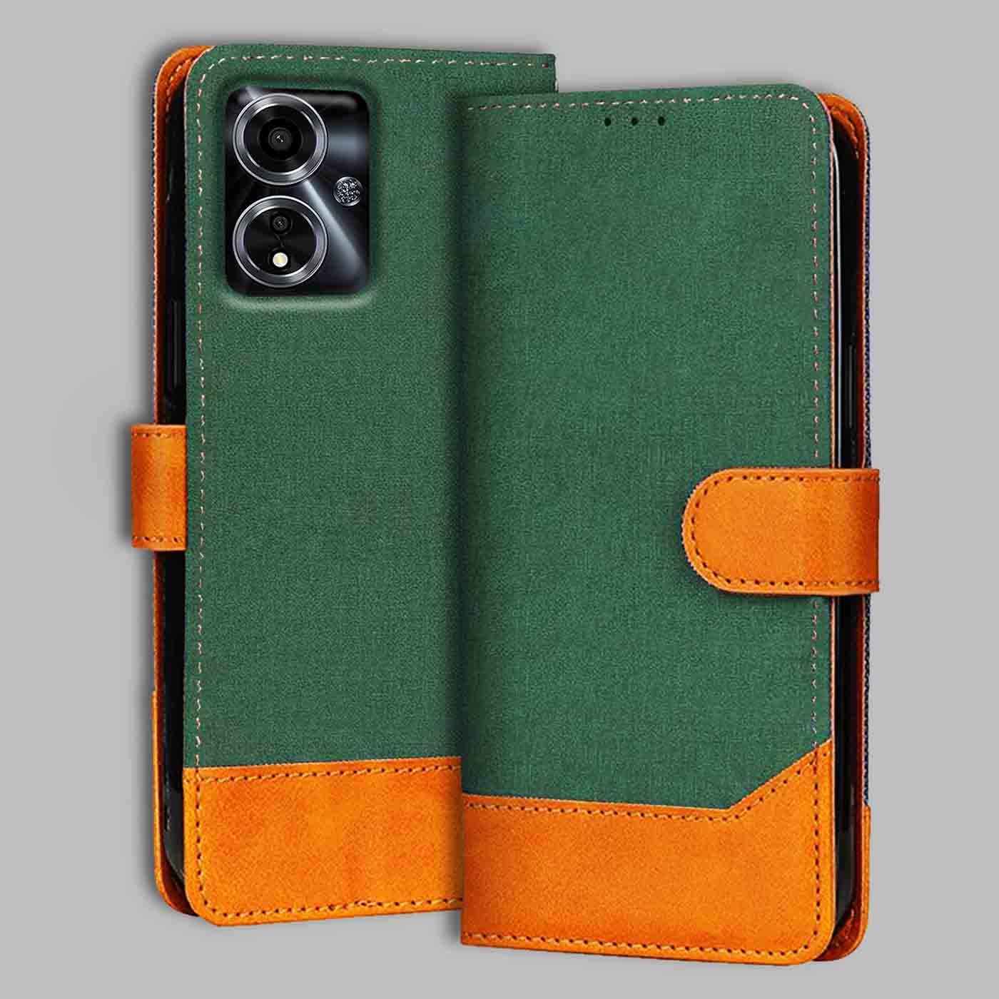 Accesorios Oppo A59 5G denim flip cover – Green – Image 1 #color_g
