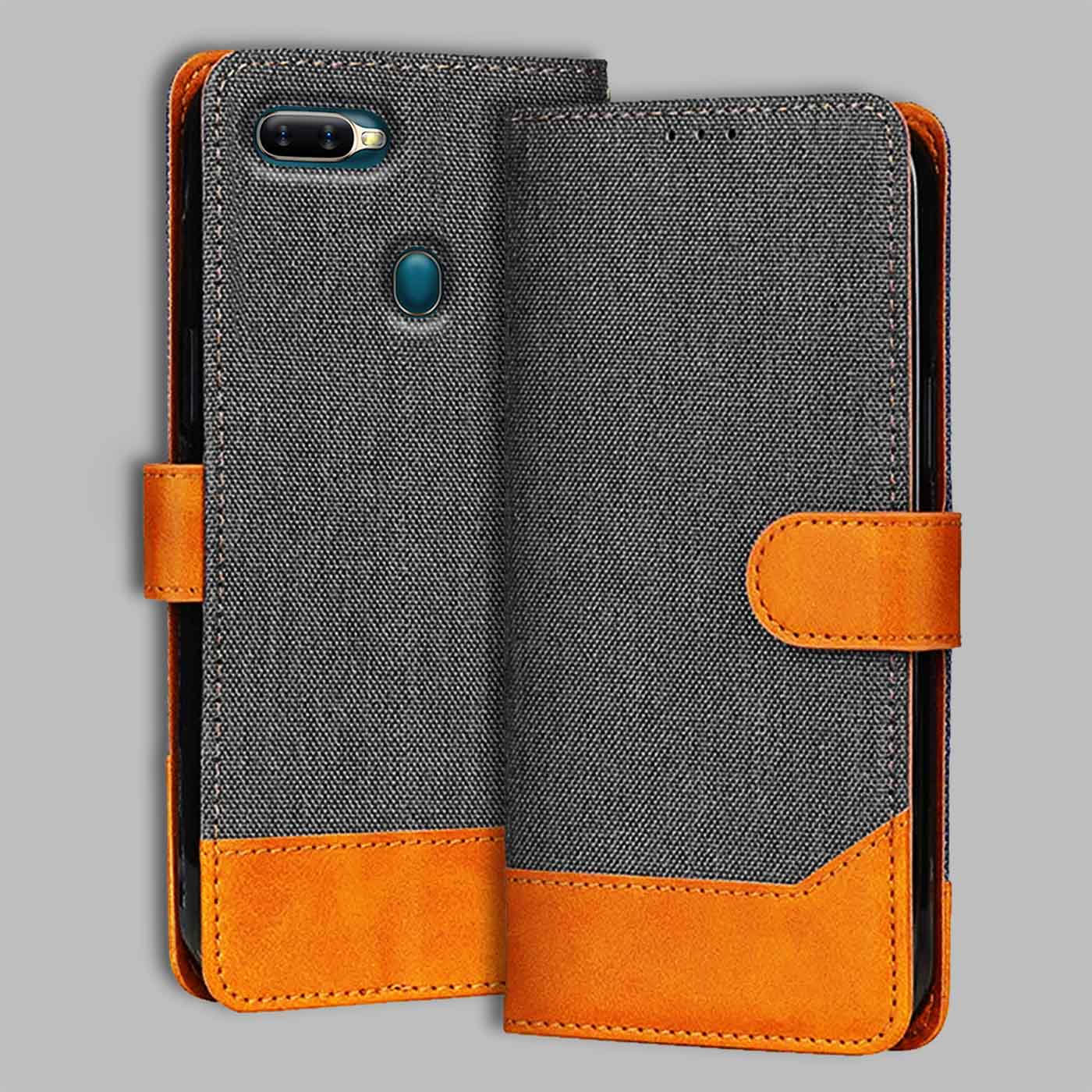 Accesorios Oppo A5S denim flip cover – Grey – Image 1 #color_