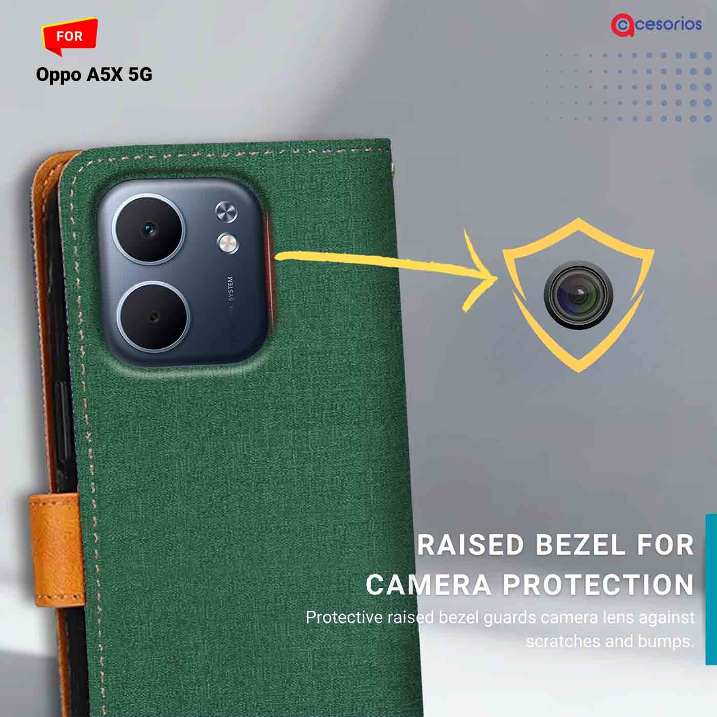 Canvas & Suede back panel — Oppo A5X 5G in Green mobile case