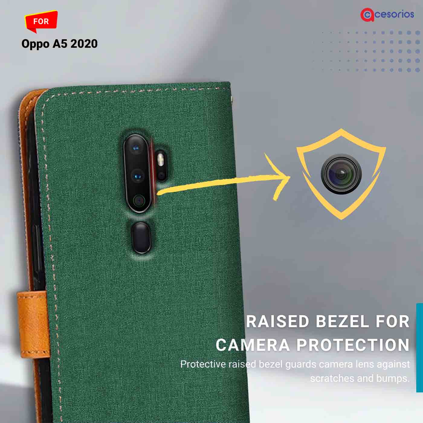 Canvas & Suede back panel — Oppo A5 2020 in Green mobile case