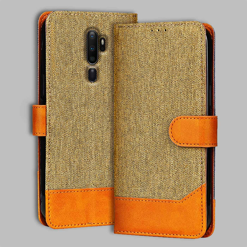 Oppo A5 2020 Flip Cover — Denim, Camel Beige after a year of daily use