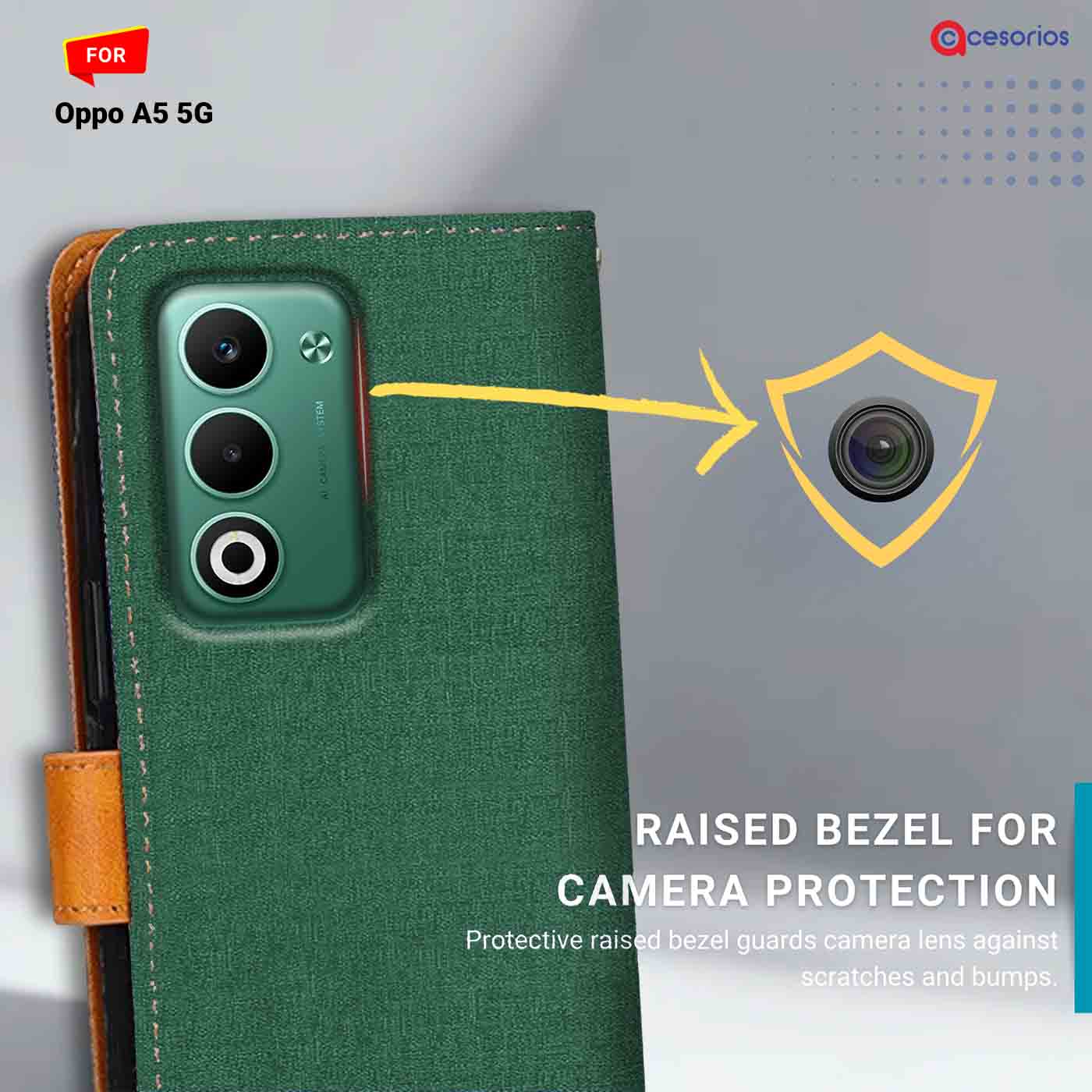 Canvas & Suede back panel — Oppo A5 5G in Green mobile case