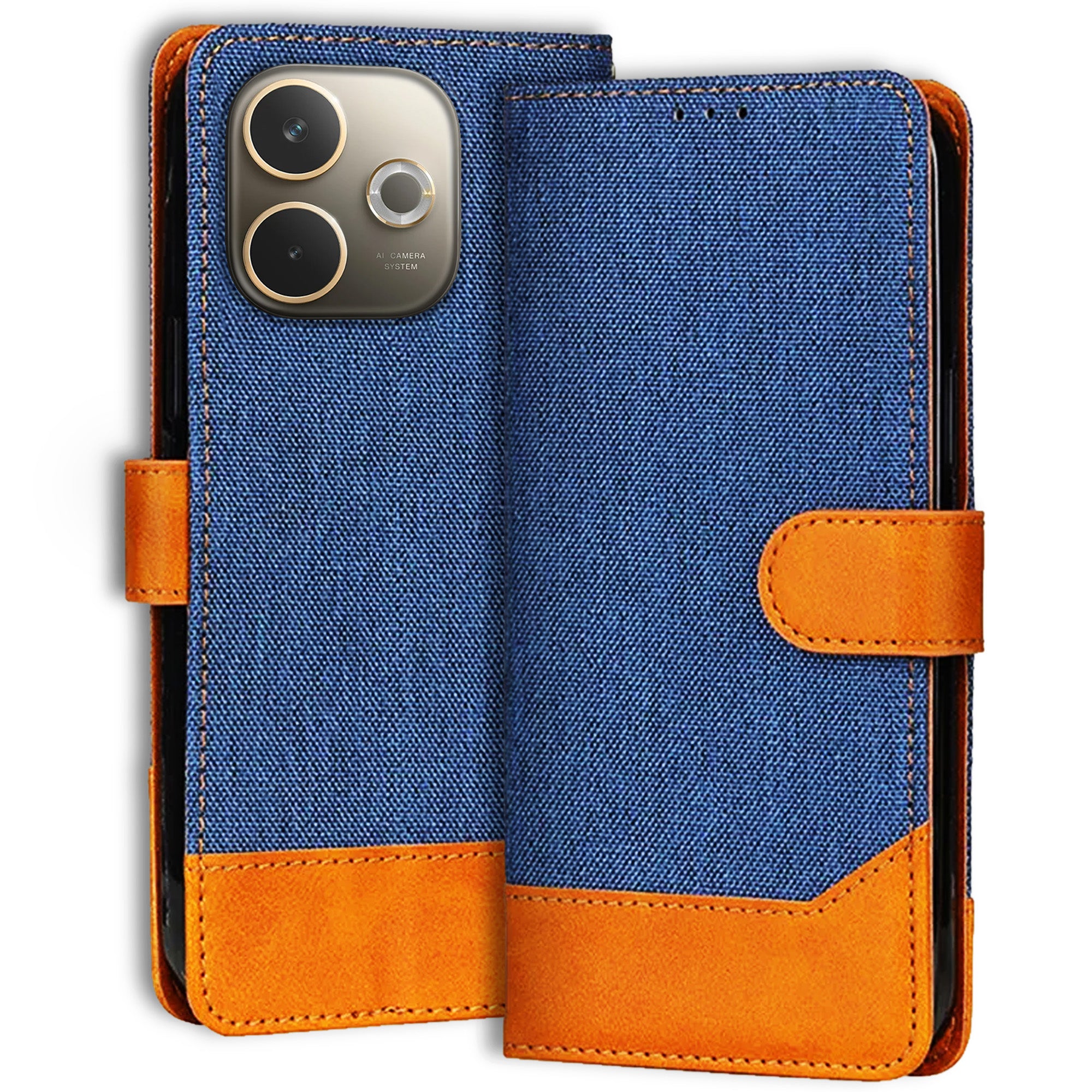 Accesorios Oppo A5 Pro 5G denim flip cover – Blue – Image 1 #color_blue