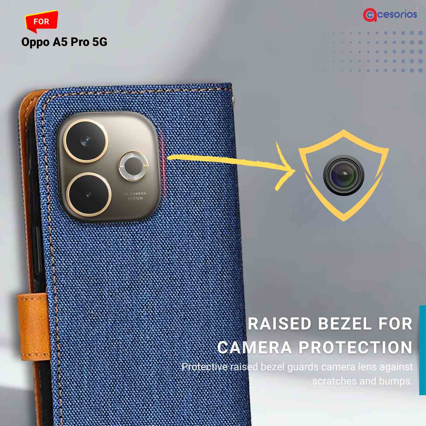 Accesorios Oppo A5 Pro 5G denim flip cover – Blue – Image 2 #color_