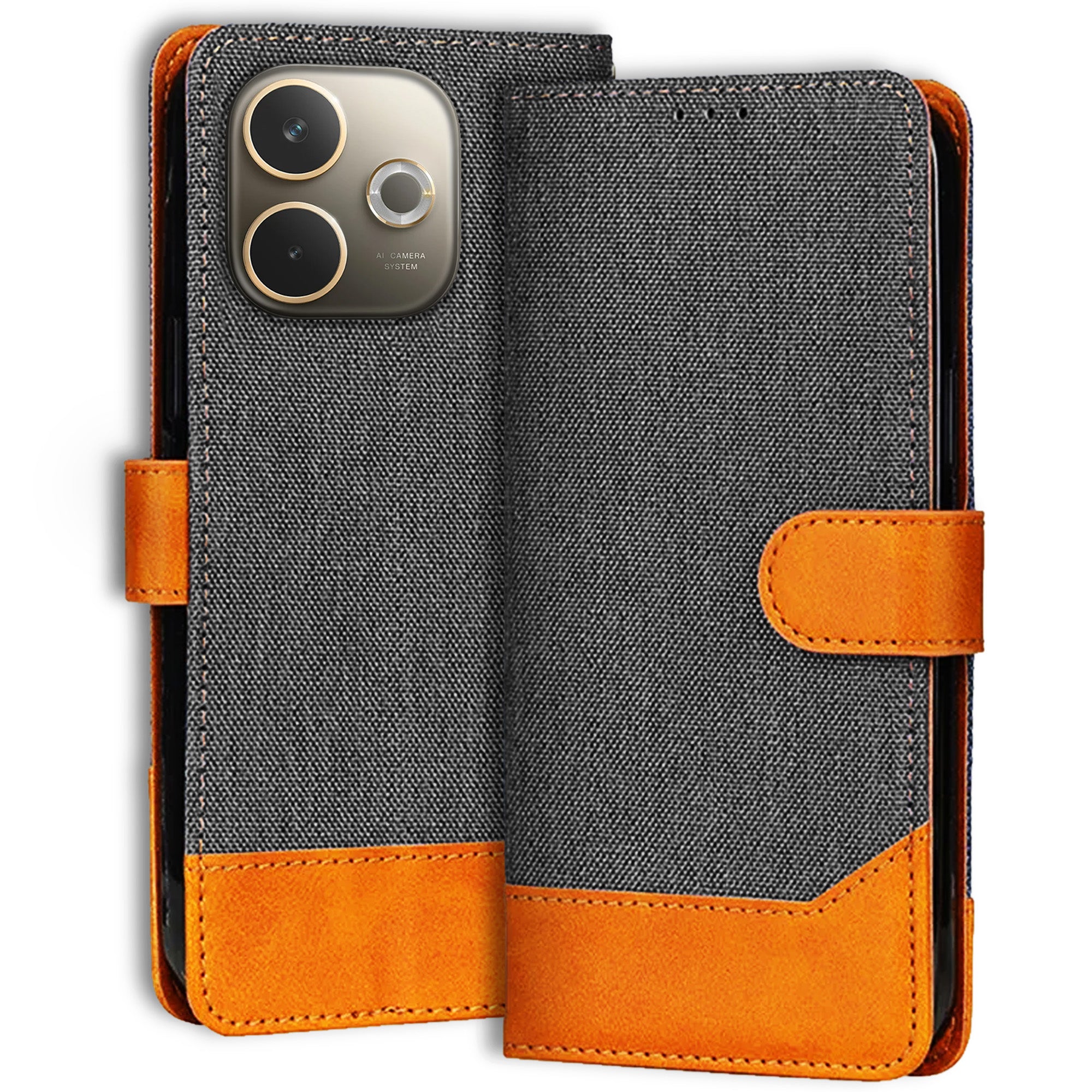 Accesorios Oppo A5 Pro 5G denim flip cover – Grey – Image 1 #color_grey