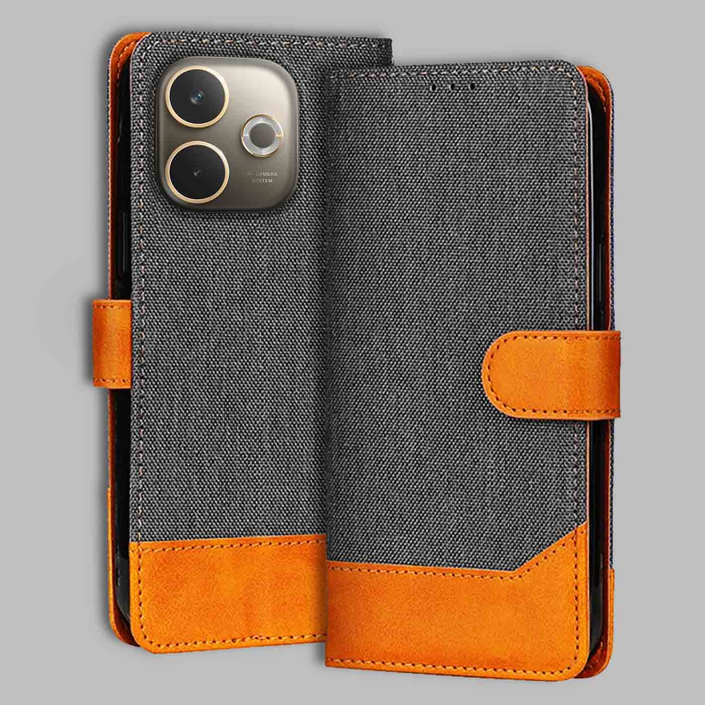 Accesorios Oppo A5 Pro 5G denim flip cover – Grey – Image 1 #color_