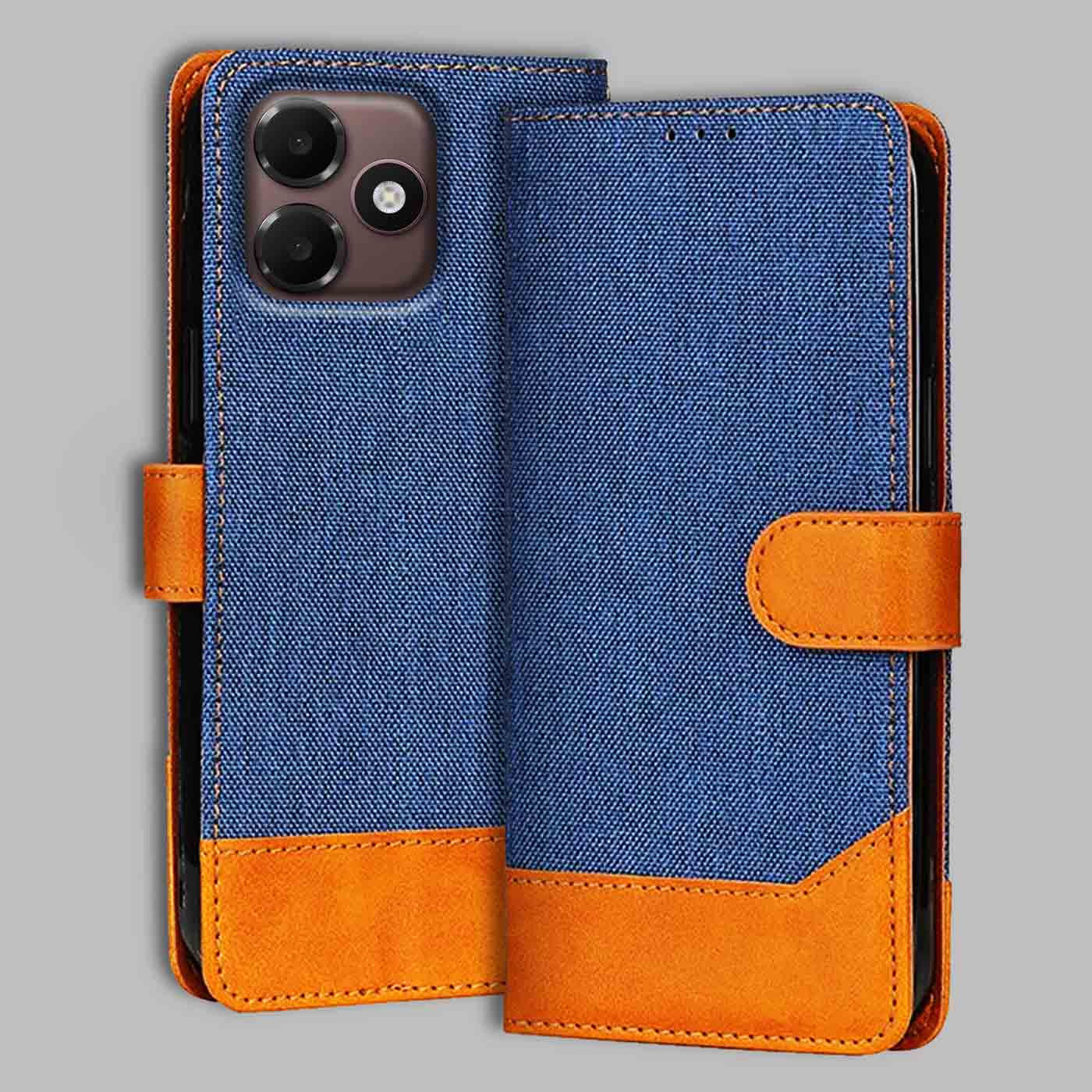 Oppo A6C 5G flip cover in Blue — front view by Accesorios