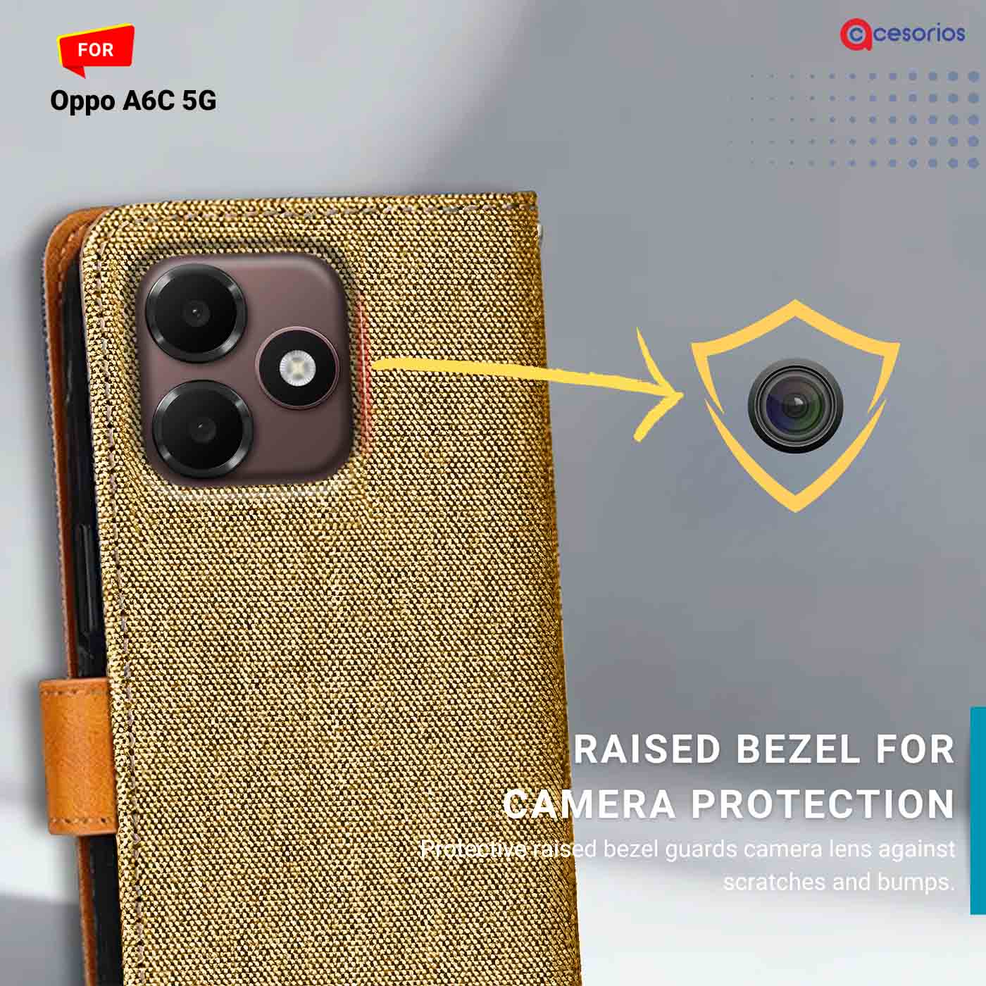 Denim & Leather back panel — Oppo A6C 5G mobile case