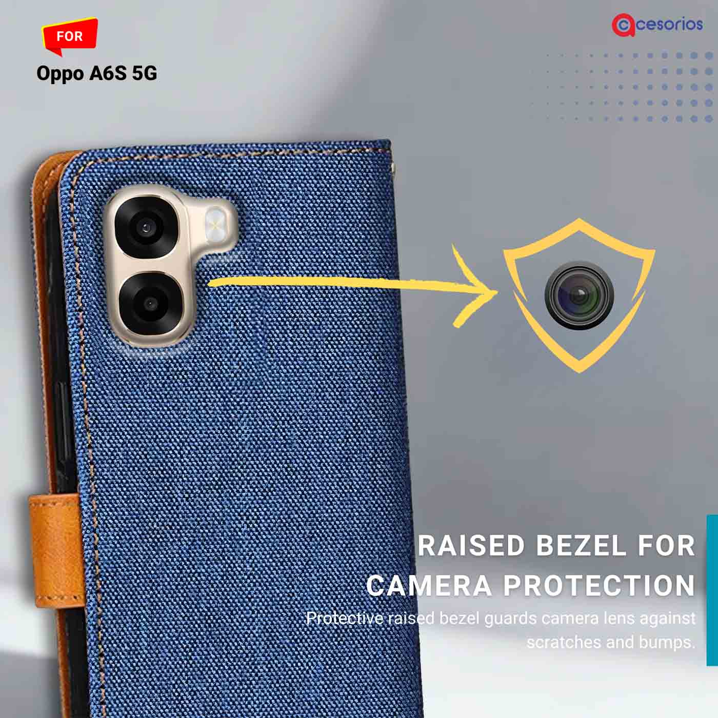 Denim & Leather back panel — Oppo A6S 5G in Blue mobile case