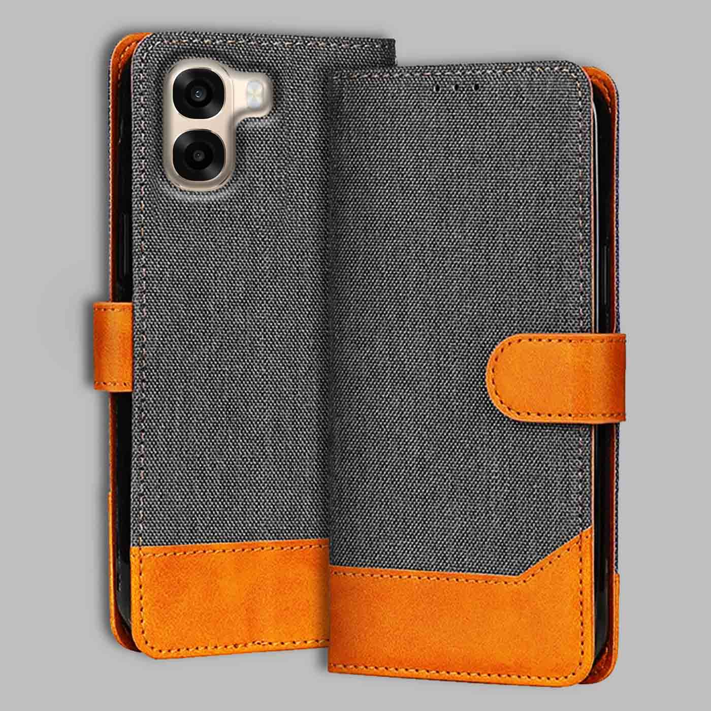 Oppo A6S 5G flip cover in Grey — front view by Accesorios