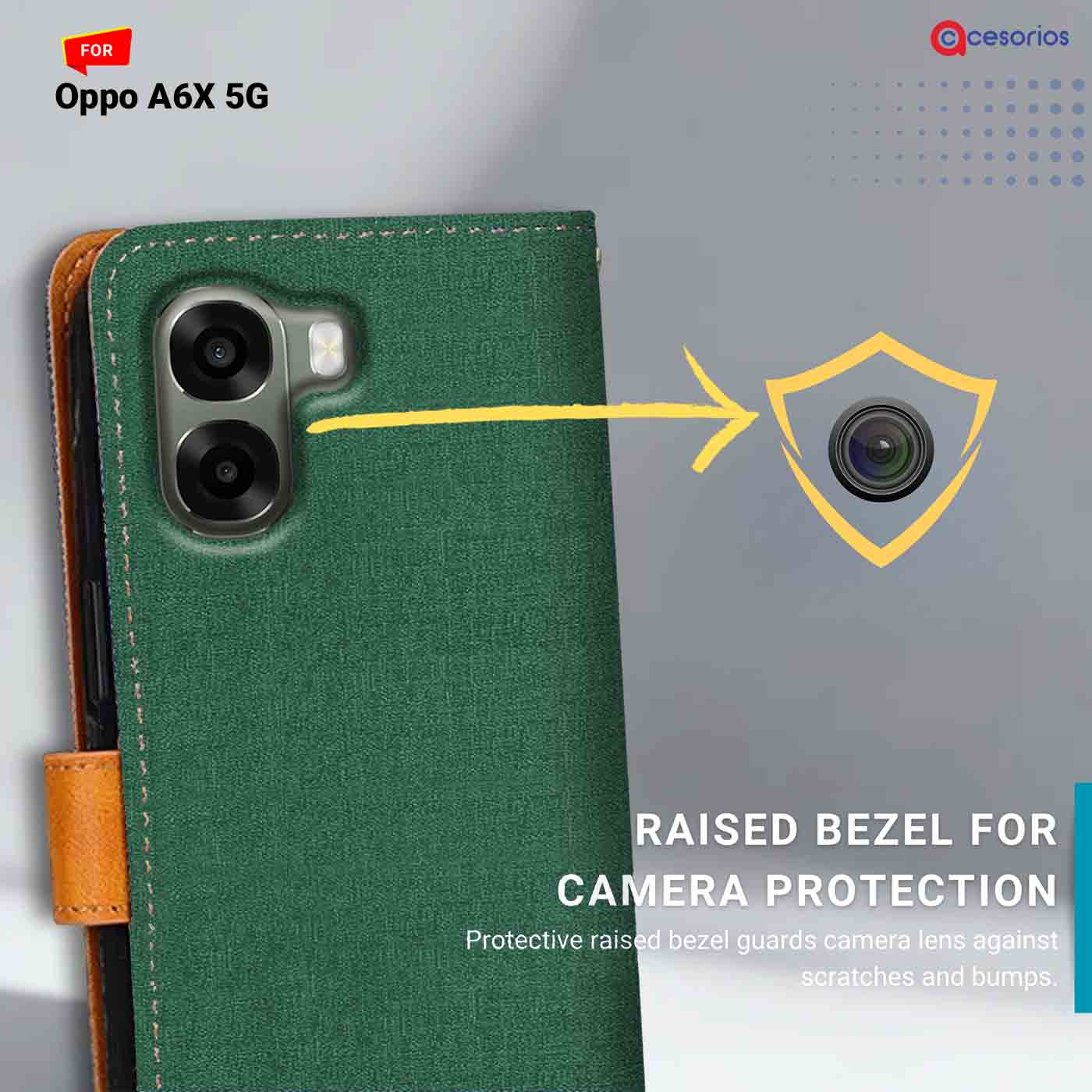 Canvas & Suede back panel — Oppo A6X 5G in Green mobile case