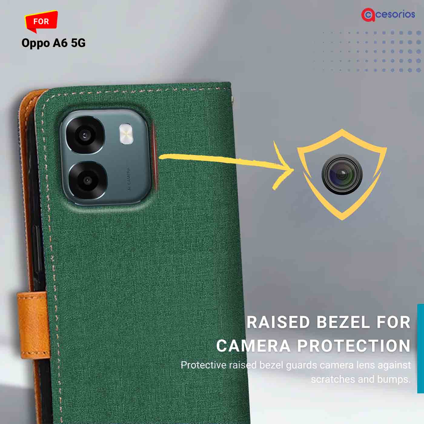 Canvas & Suede back panel — Oppo A6 5G in Green mobile case