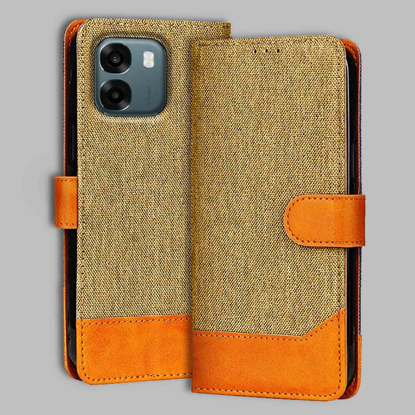 Oppo A6 5G Flip Cover — Denim, Camel Beige after a year of daily use