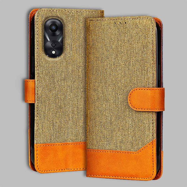 Oppo A78 5G Flip Cover — Denim, Camel Beige after a year of daily use