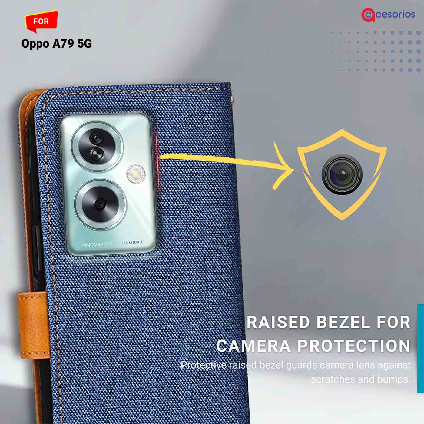 Accesorios Oppo A79 5G denim flip cover – Blue – Image 2 #color_