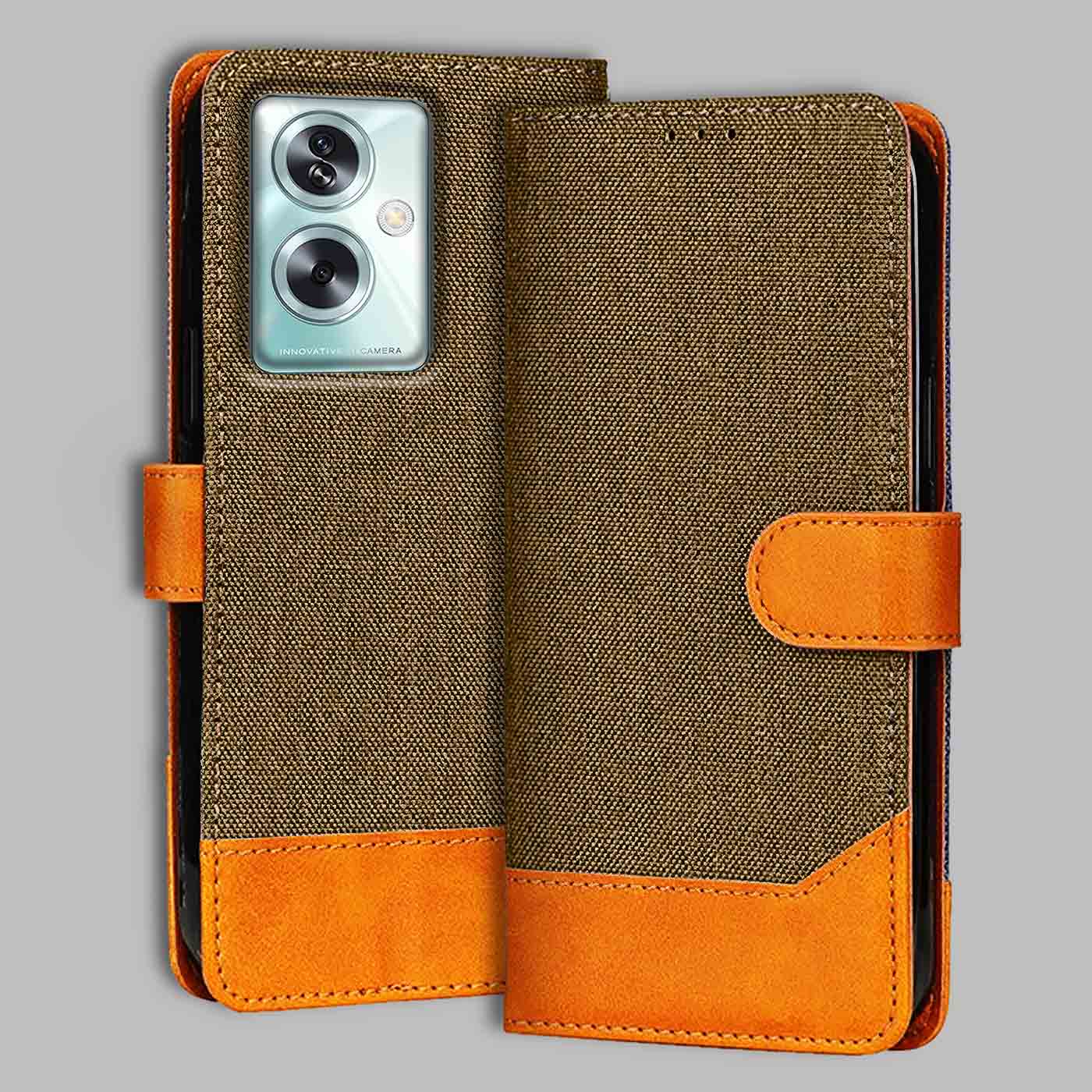 Accesorios Oppo A79 5G denim flip cover – Dark Brown – Image 1 #color_dark b