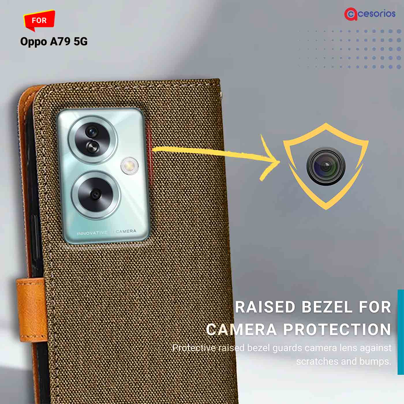 Accesorios Oppo A79 5G denim flip cover – Dark Brown – Image 2 #color_dark b