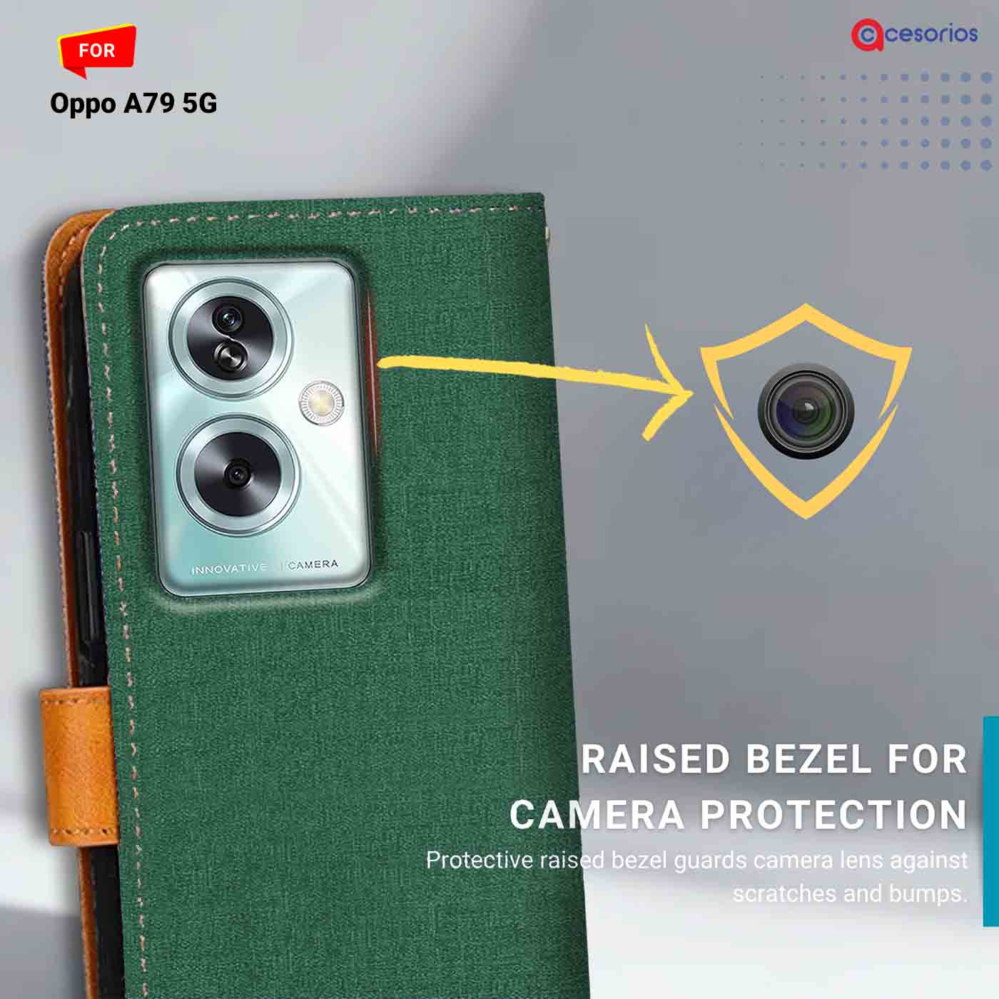 Accesorios Oppo A79 5G denim flip cover – Green – Image 2 #color_g