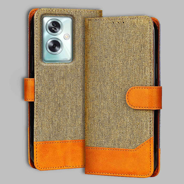 Oppo A79 5G Flip Cover — Denim, Camel Beige after a year of daily use