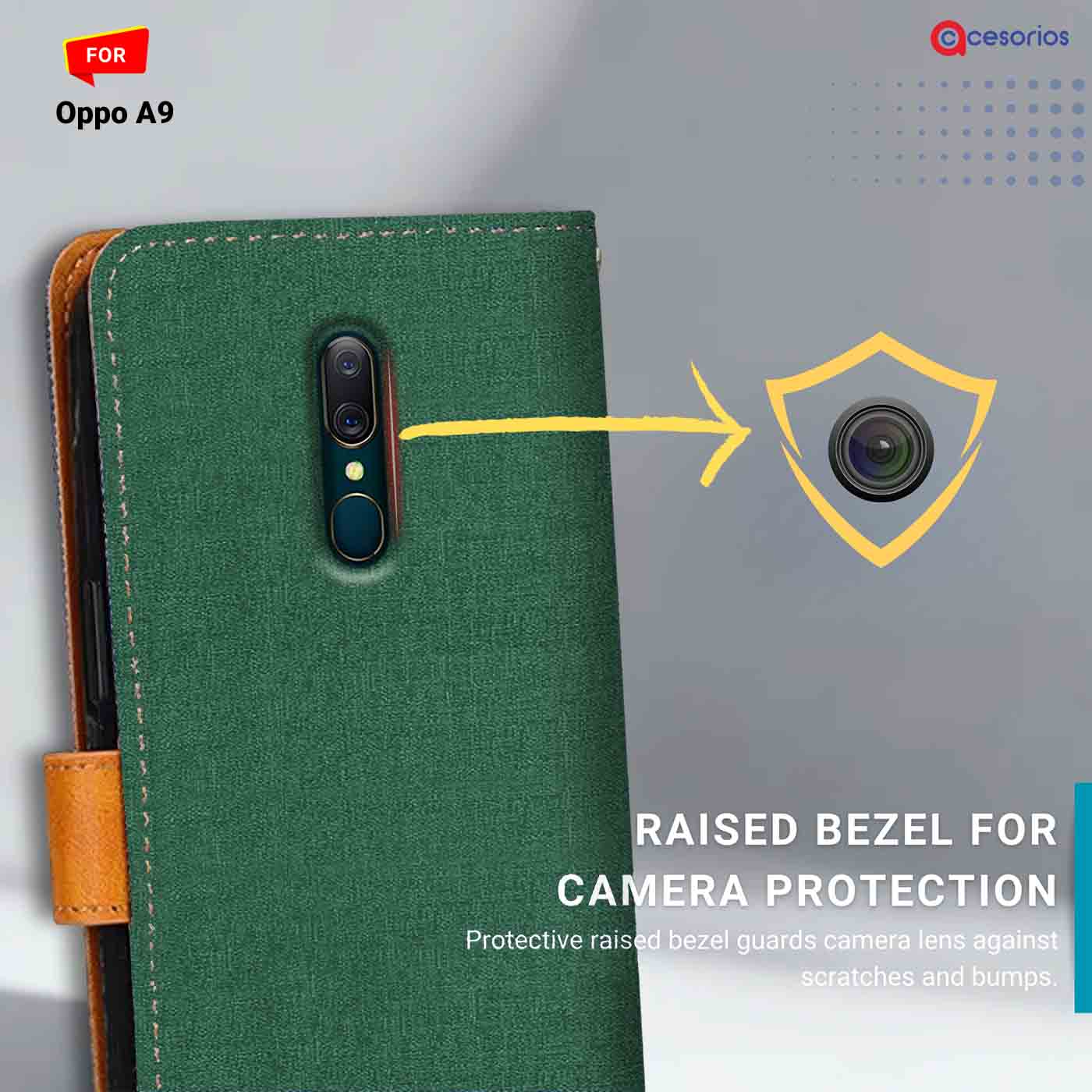 Canvas & Suede back panel — Oppo A9 in Green mobile case