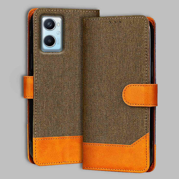 Oppo A96 Flip Cover — Denim, Walnut Brown after a year of daily use