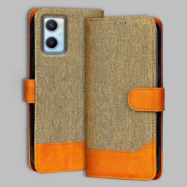 Oppo A96 Flip Cover — Denim, Camel Beige after a year of daily use