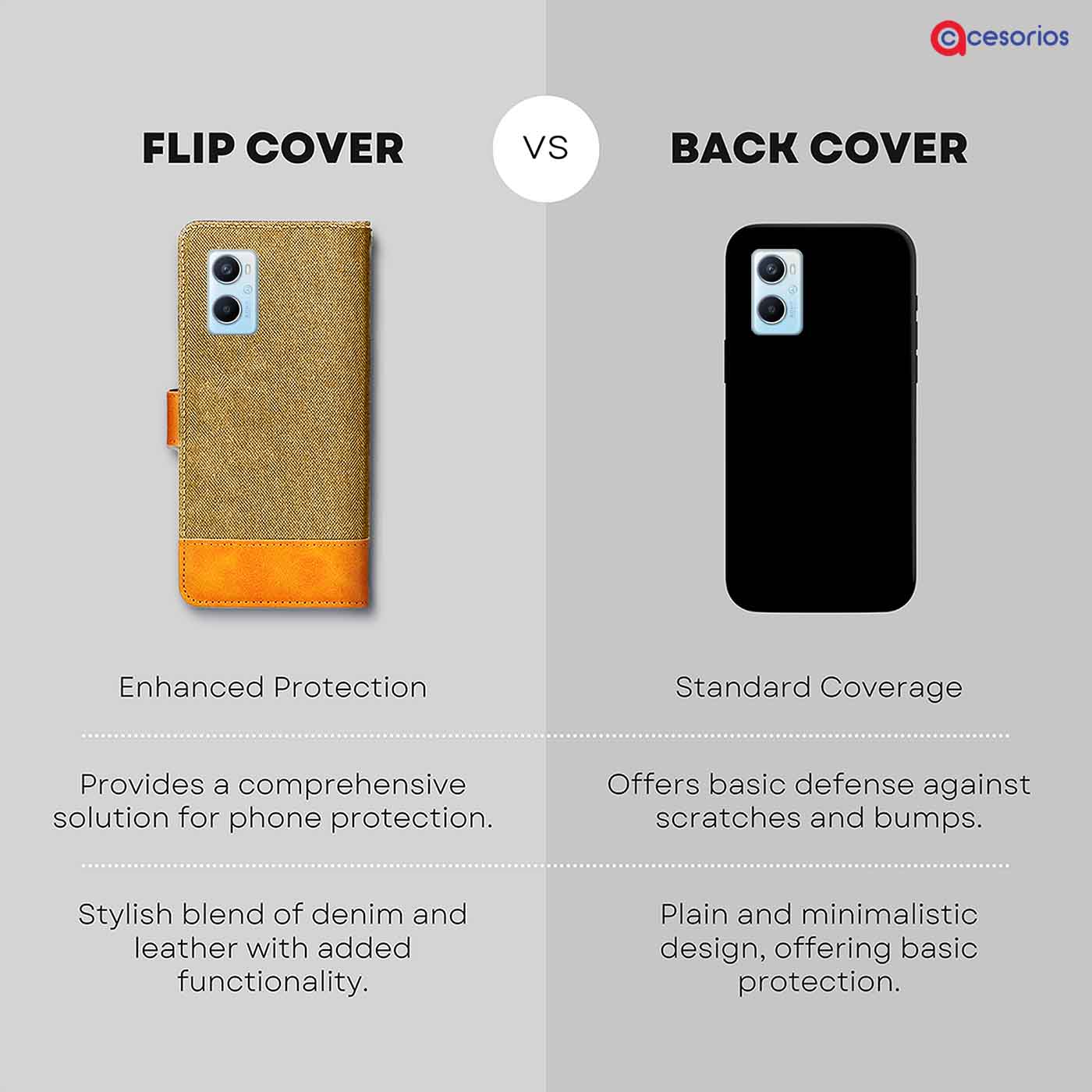 Accesorios Oppo A96 denim flip cover – Light Brown – Image 8 #color_light b