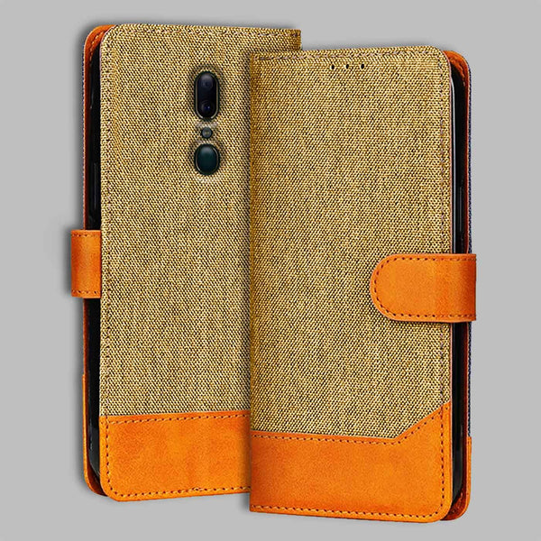 Oppo F11 Flip Cover — Denim, Camel Beige after a year of daily use
