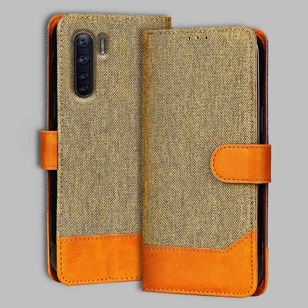 Oppo F15 Flip Cover — Denim, Camel Beige after a year of daily use
