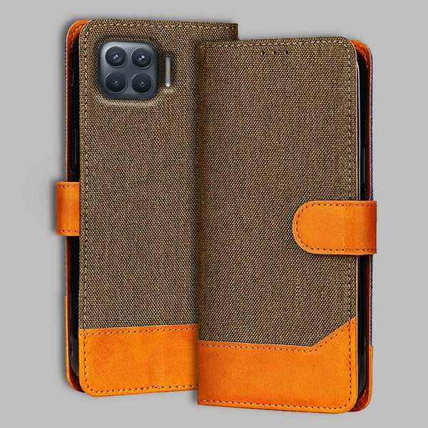 Oppo F17 Pro Flip Cover — Denim, Walnut Brown after a year of daily use