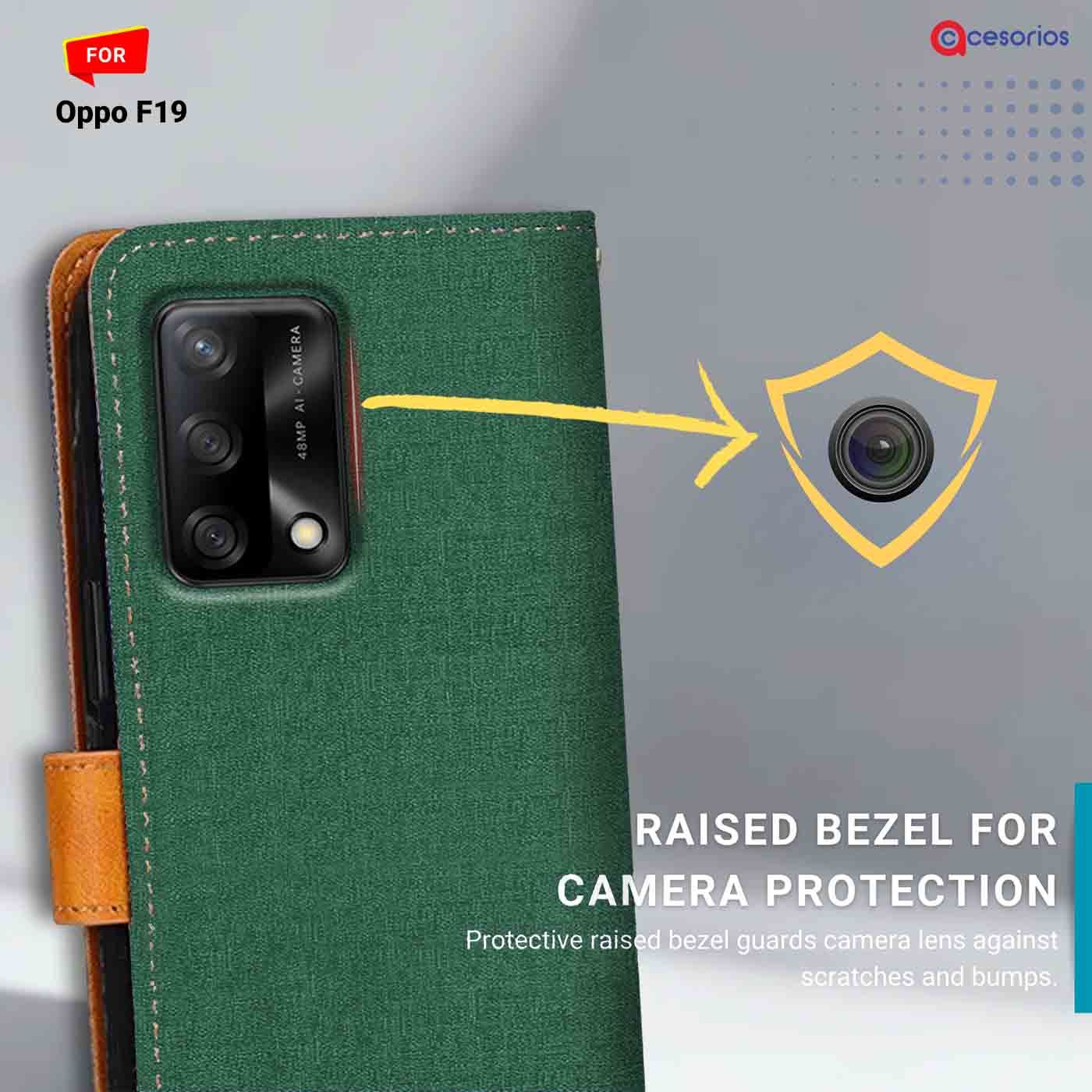 Canvas & Suede back panel — Oppo F19 in Green mobile case