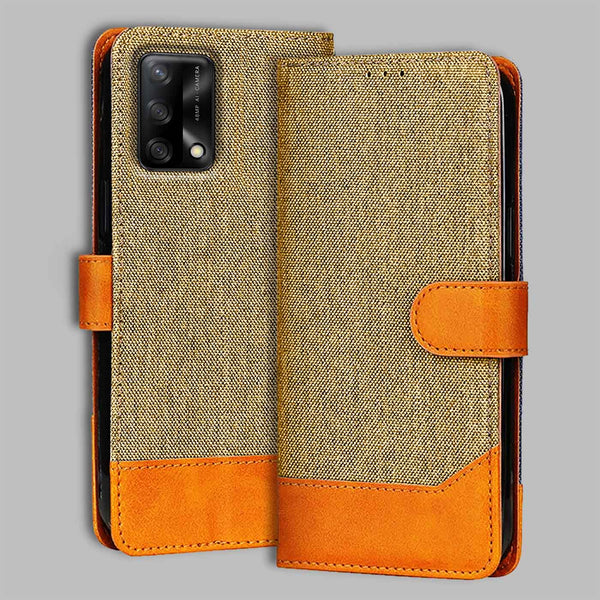 Oppo F19 Flip Cover — Denim, Camel Beige after a year of daily use