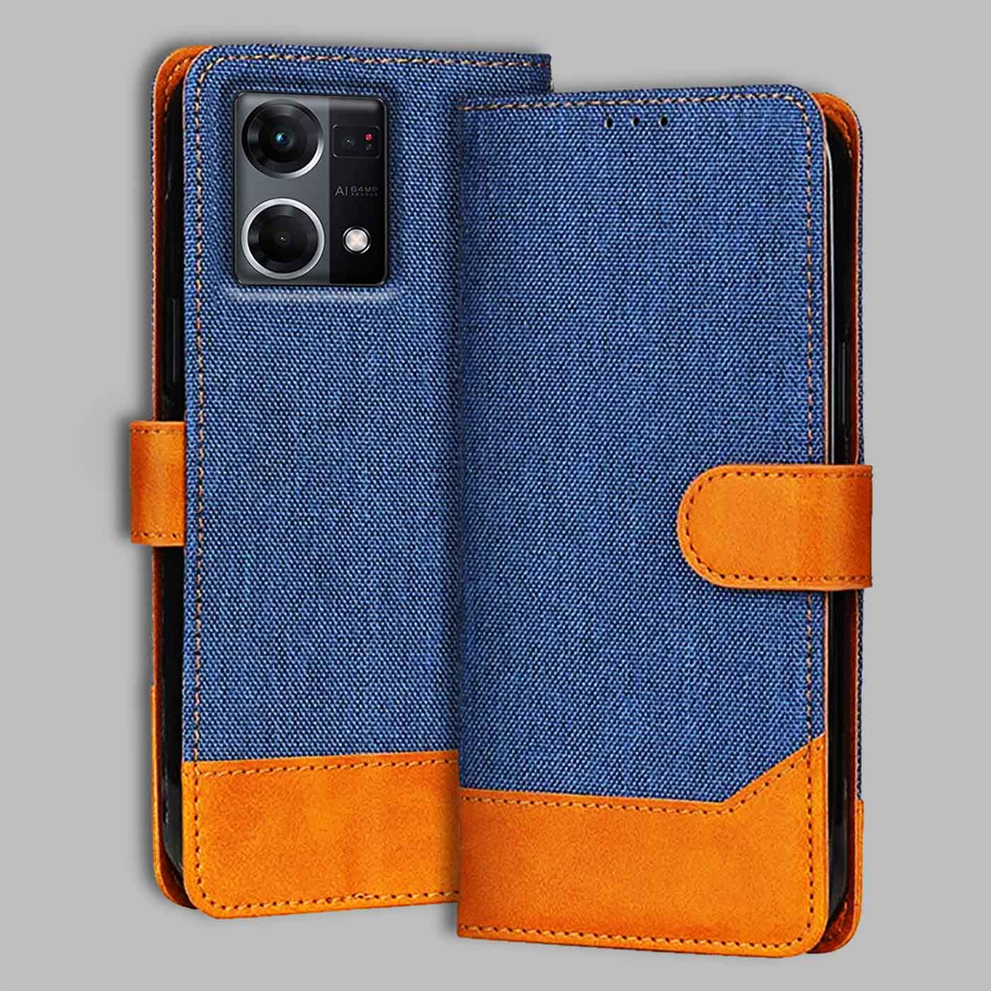 Accesorios Oppo F21 Pro 4G denim flip cover – Blue – Image 1 #color_