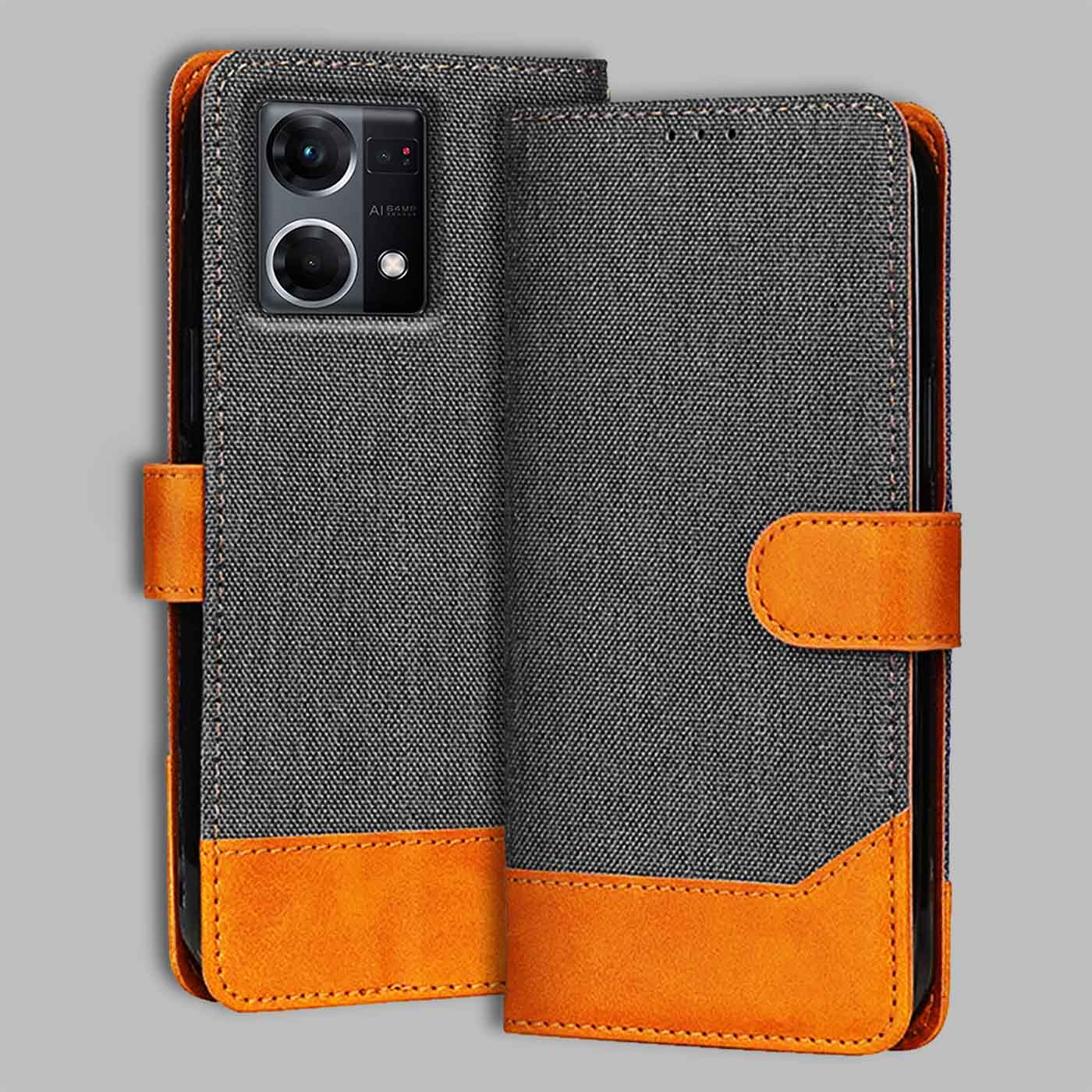 Accesorios Oppo F21 Pro 4G denim flip cover – Grey – Image 1 #color_
