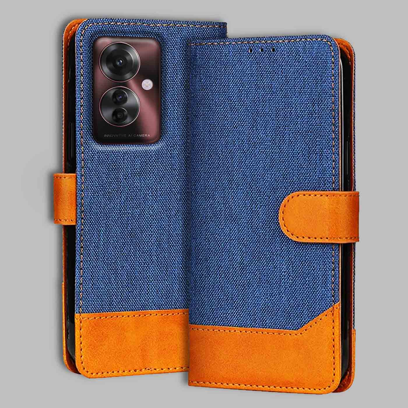 Oppo F25 Pro 5G flip cover in Blue — front view by Accesorios