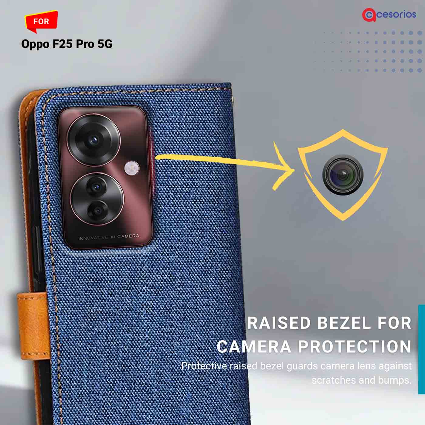 Denim & Leather back panel — Oppo F25 Pro 5G in Blue mobile case